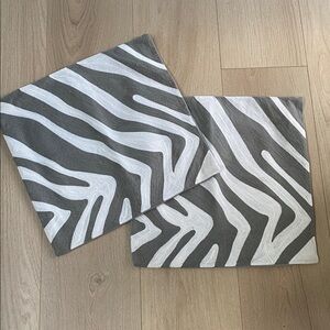 West Elm Crewel Gray White Pillow Covers 18”